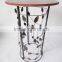 RH-4648 metal circle motif accent end table or wood top bird barrel Round sofa side table