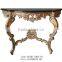 Green Marble Baroque Wall Cleat 2 Leg Console Tables