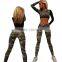 Cheap Wholesale Designer Fitness Camouflage Printed Tracksuit 2 Pieces Short Tops Long Bodycon Pants Sexy Casual Women's Set