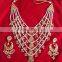 5 line bridal KUNDAN designer pearl GOLD PLATED necklace DANGLER EARRING set
