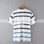 2016 High Quality Classical 100% Combed Cotton Short Sleeve Couple t Shirt White Blue Stripe t Shirt