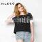 Latest High Fashion Summer Free Pattern Printed Ladies Black Foreign t Shirts, Ladies Cotton t Shirts, Overseas t Shirts
