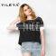 latest high fashion summer free pattern printed ladies black foreign t shirts, ladies cotton t shirts, overseas t shirts