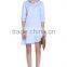 womens 100% cotton long sleeve half placket falbala casual dress