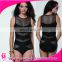 Wholesale black Lace Mesh Insert One-Piece Fashion Bikini