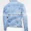 Wholesale Light Blue Custom Ripped Men Denim Jacket