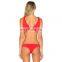 Factory direct wholesale swimwear front fashion stylish woman bikini plain red 2 pieces set