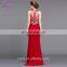 2017 New Arrival Design Floor Length Jursey Elastic Strap Beaded Red Prom Dress