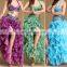 Q-6051 Plus size long organza wave performance belly dance skirt with slit