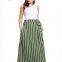 High Waist Tie or Elastic Tie Vertical Stripe Skirt