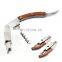 Multifunctional Champagne Stainless Steel Engraved Knife Custom Wooden Red Corkscrew Wine Opener