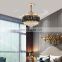 Modern Luxury Style Golden Gold Copper Finish Glass Crystal Ball Rod Long Pendant Light Acrylic Ceiling Fan With Light