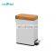 Entry-level basic 6L stainless steel rectangular pedal bin bamboo lid soft close inner bucket home bathroom kitchen trash bin