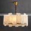 Luxury Living Room Copper Round Alabaster Marble LED Chandelier Light