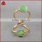 Turquoise gold turquoise double stone wire twisted ring