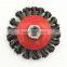4-Inch Knot twisted steel wire brush disc with curled selvedge cup
