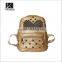 Newest lady fashion backpack girls golden PU backpack with rivets