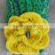 Green multi-color knit slippers,crochet beaded yellow flower,Alaskan lilies,gift for mom and baby,customized size knitted shoes