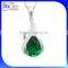 Fashion White Gold Plated Flower Shaped Cubic Zircon Pave CZ 925 Sterling Silver Lab Created Diamond Emerald Pendant