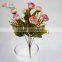7 heads small artificial camellia silk flower in autumn colors