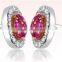 18K gold natural diamond plated ruby earring for women