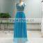 ASAJ-12 Real Photos A-line Sheer Neckline Lace Appliques Beaded Sash Long Chiffon Bridesmaid Dresses