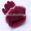 Fashion Women PU Leather Gloves with rabbit fur