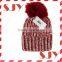 Women's Faux Fur Pom Pom Fleece Lined Knitted Slouchy Beanie Hat