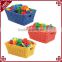 Wholesale multi bright color children toy storage used plastic basket weave