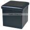 Black Collapsible Faux Leather Foot Rest Storage Stool