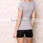 Korean ladies tops latest neck design fashion tee shirt HST3788