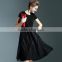 Ladies fashion black pleated mesh splicing long dresses with pictures