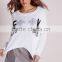 MGOO 2017 Latest Design Custom Made Women Christmas Jumper White Cropped Sweater Long Sleeve