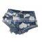 Ladies stretchy cuffed short trousers blue printed mini jean shorts for womens high cut patterned denim jeans