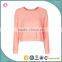 Women lounge wear pink plain girl casual sweatshirt without hood