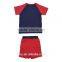 Summer Organic 100% Cotton Cartoon Applique Short T-shirt Boy Clothes Sets