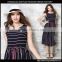 Girls Sleeveless Striped Slim Dress Sexy Image Spandex Fabric Beach Party Midi Dress