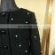 Powersweet Hot Design 2014 Black Long Sleeve Woolen Beaded Winter Dress