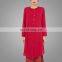 Top quality custome red women long coat muslim chiffon nice tunics