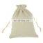 White cotton drawstring pouch with customized logo bag