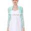 Stock Womens Ladies Long Sleeve Cropped Pale Turquoise Lace Shrug Bolero BP000049-3