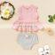 0-24M Newborn Infant Baby Girl Knitted Clothes Set Ruffles Vest Tops Bow Bloomers Shorts Outfits