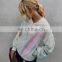 LAITE H2033 hot sales fashion contrast color women's sweatshirts ladies zipper-up tie dye crew neck sweatshirt