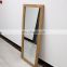Customized Antique Brushed Wood Grain Frame Mirror For Washing Room