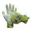 Custom Lady Work 13g Pu Black Safety Womens Wholesale Coated Printed Polyester Shell With Grip Gardening Gloves