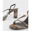 2021 women Elegant fancy and high heel fashionable design ladies snake print block heels footwear shoes made in China