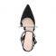 Women fancy handmade black color with rhinestone design med heels sandals shoes ladies party bridal shoe