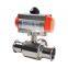 ANSI  AC220V DN50 Stainless Steel 304 Clamp 3 way Pneumatic Actuated Food Grade Ball Valve