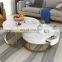 Modern salon furniture simple style black glass marble tea center coffee table