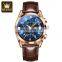 OLVES 2878 High Quality Man Quartz Movement Brand Name Watches Leather Complete Calendar Suppliers Watch Men Watch